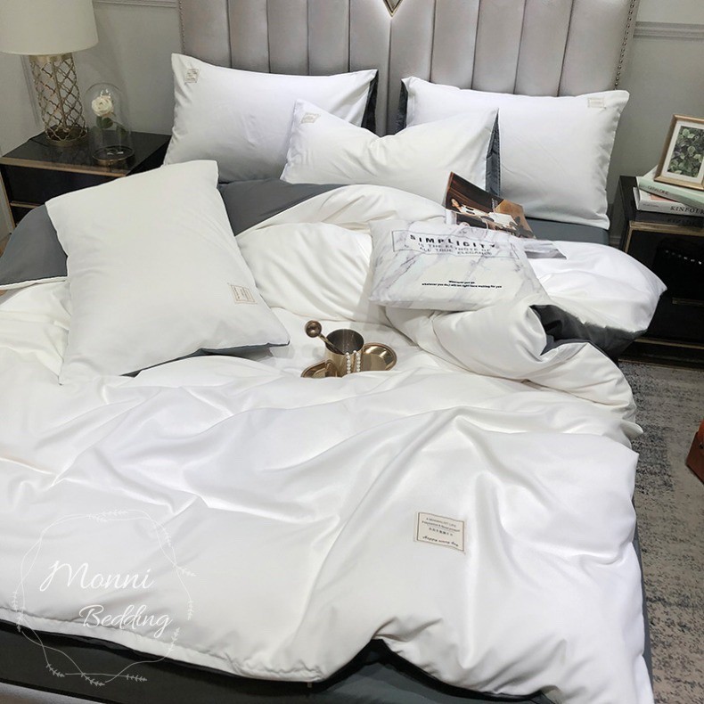 BỘ CHĂN GA GỐI COTTON HÀN QUỐC TICI MÀU TRẮNG TINH KHÔI