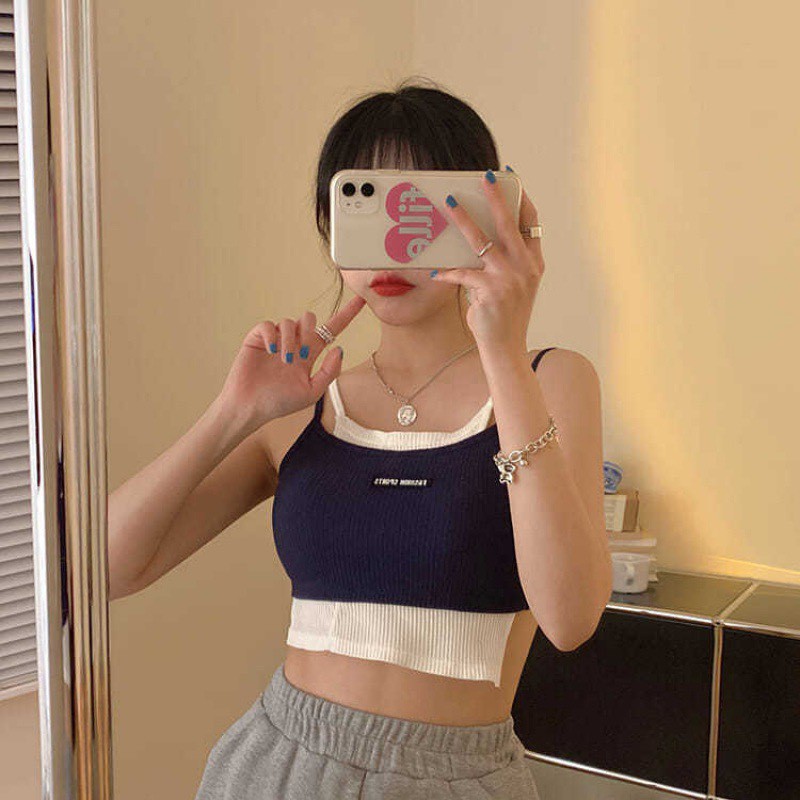 Áo bra 2 dây nữ đẹp đệm mỏng - Áo ngực không gọng 2 lớp phong cách croptop cực xinh VALICA B7711