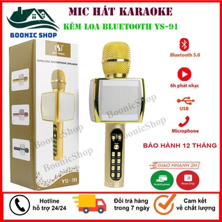 💝ys-91💝 mic hát karaoke kèm loa bluetooth ys 91, bluetooth 5.0 kết nối ổn định, âm thanh cực đỉnh - hát cực hay