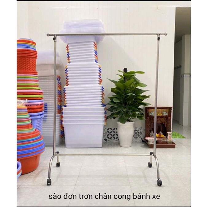SÀO INOX ĐƠN CHÂN CONG BÁNH XE CÓ KHOEN, TRƠN