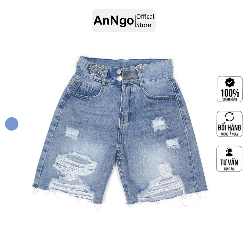 Quần jean ngố nữ rách gối vải jean denim đẹp dễ phối đồ AnNgo - AT168