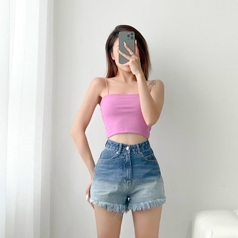 Áo croptop hai dây HEYBEE chất thun mềm mát, nhiều màu - BASIC STRAP BANDEAU HAT05