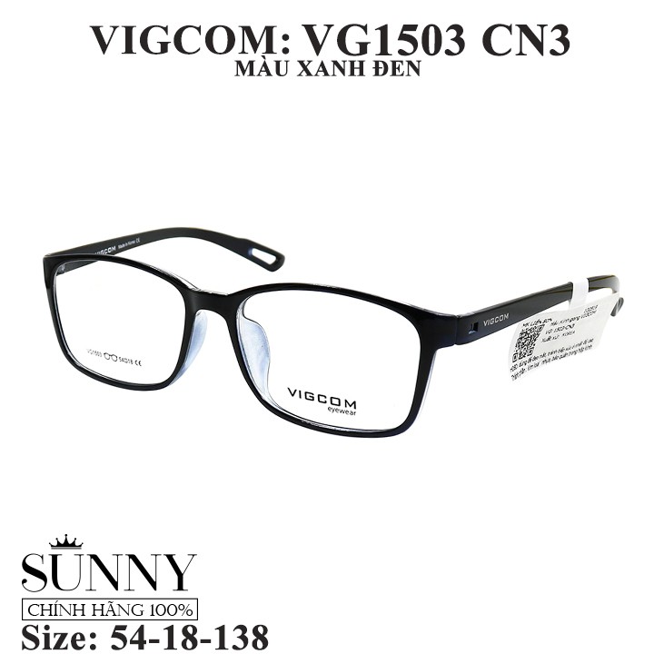 Gọng kính nam nữ thời trang Vigcom VG1503 nhiều màu chính hãng, thiết kế dễ đeo bảo vệ mắt