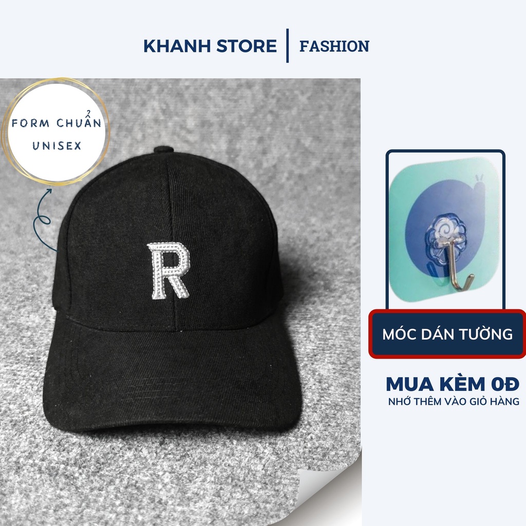 Nón kết, mũ lưỡi trai thêu chữ R form unisex nam nữ