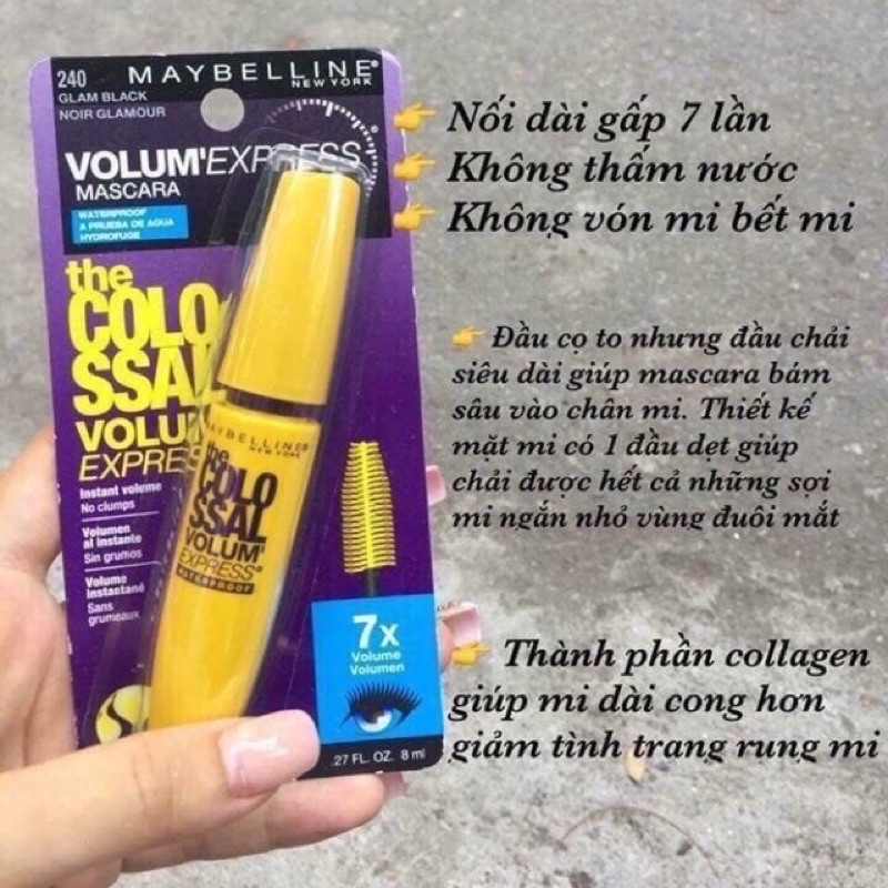 Mascara Maybeline Vàng 7X mi cong hơn 7 lần