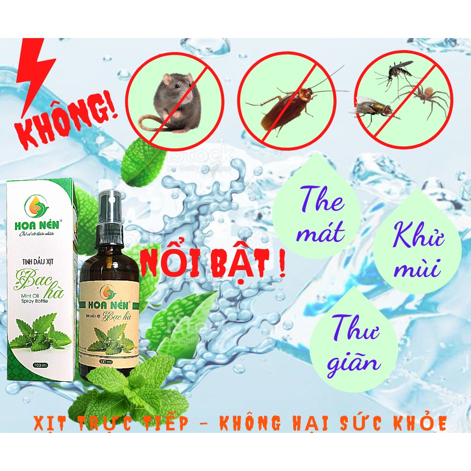 Chai Xịt Tinh dầu Bạc hà 100ml - Hoa Nén - Xịt phòng đuổi muỗi, côn trùng
