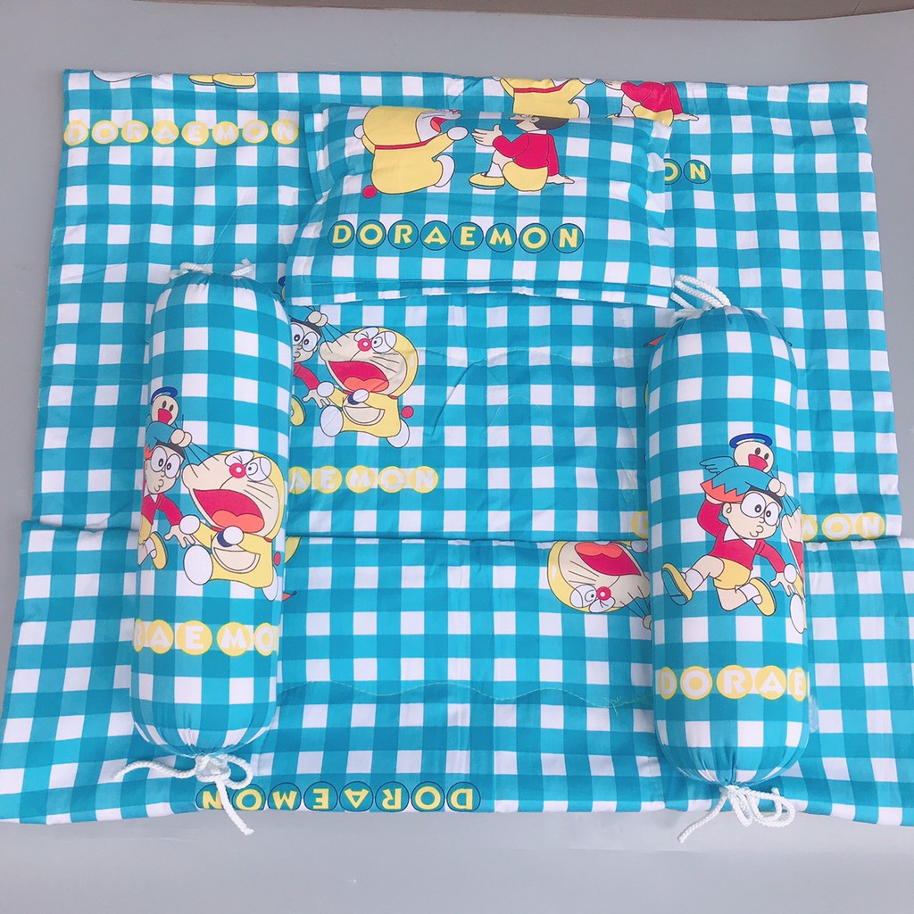 Bộ nệm gối đinh lăng kèm 2 gối ôm 40cm cotton họa tiết cho bé sơ sinh Anh Việt