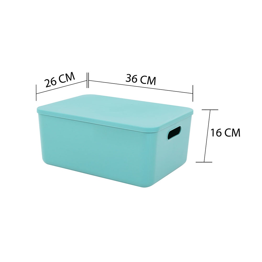 HomeBase STACKO Hộp nhựa đa năng có thể xếp chồng Maru size M W36xH16xD26 màu xanh lá