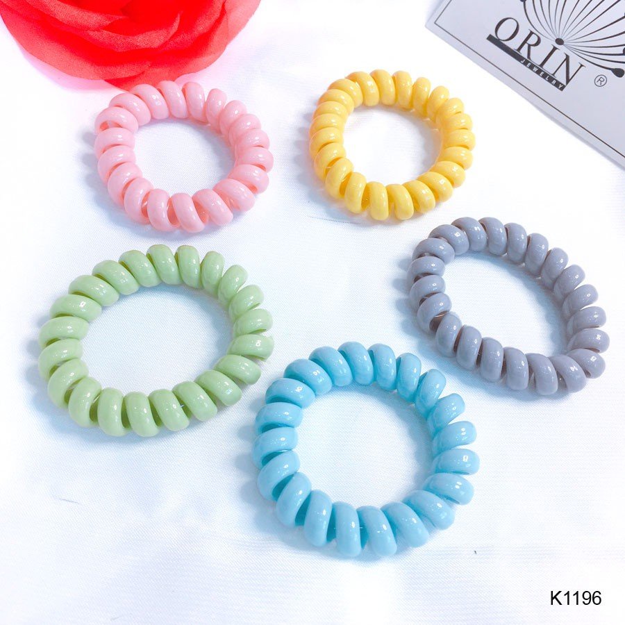 Thun cột tóc hình lò xo màu Pastel phong cách Hàn Quốc