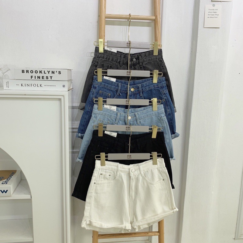 Quần short bò cạp cao gập gấu kèm thắt lưng (Ảnh thật) | BigBuy360 - bigbuy360.vn