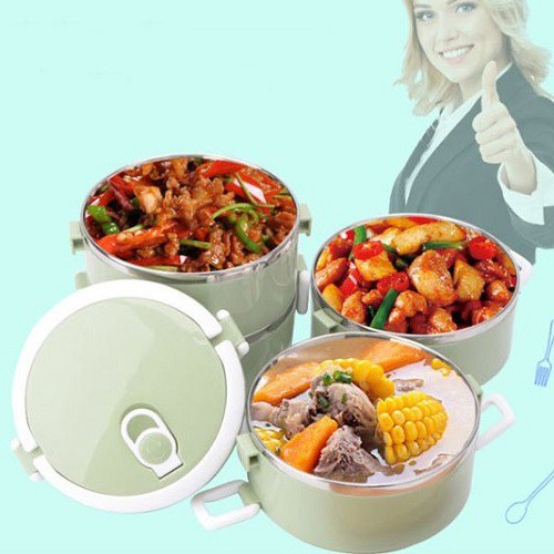 [XẢ KHO+FREE SHIP] Hộp cơm 4 tầng Giữ nhiệt làm từ Lúa mạch An toàn cho Sức khỏe (màu ngẫu nhiên)