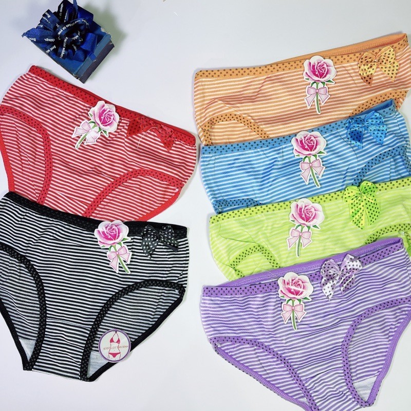 Set 10 quần lót nữ cotton sọc nhỏ,form học sinh&lt;50kg