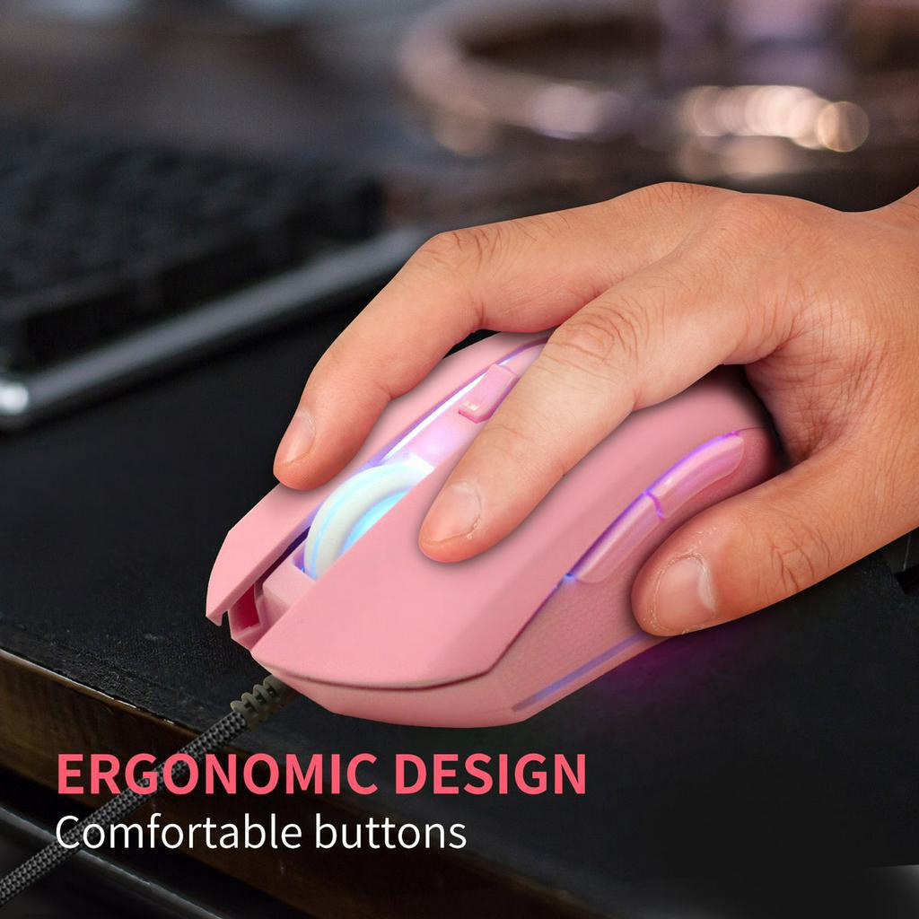 Chuột Chơi Game Có Dây Đèn LED RGB 800/1200/1600/2400DPI Hình Hoạt Hình