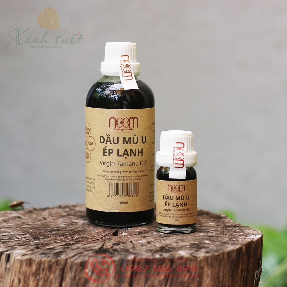 [Noom] Dầu Mù U Ép Lạnh Nguyên Chất 10ML - Nhanh Liền Da, Liền Sẹo, Giảm Thâm, Mụn, Bỏng-Virgin Tamanu Oil [Xanh Suốt]