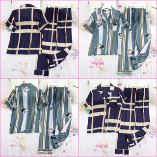 Pijama lụa cao cấp quần dài tay ngắn y80