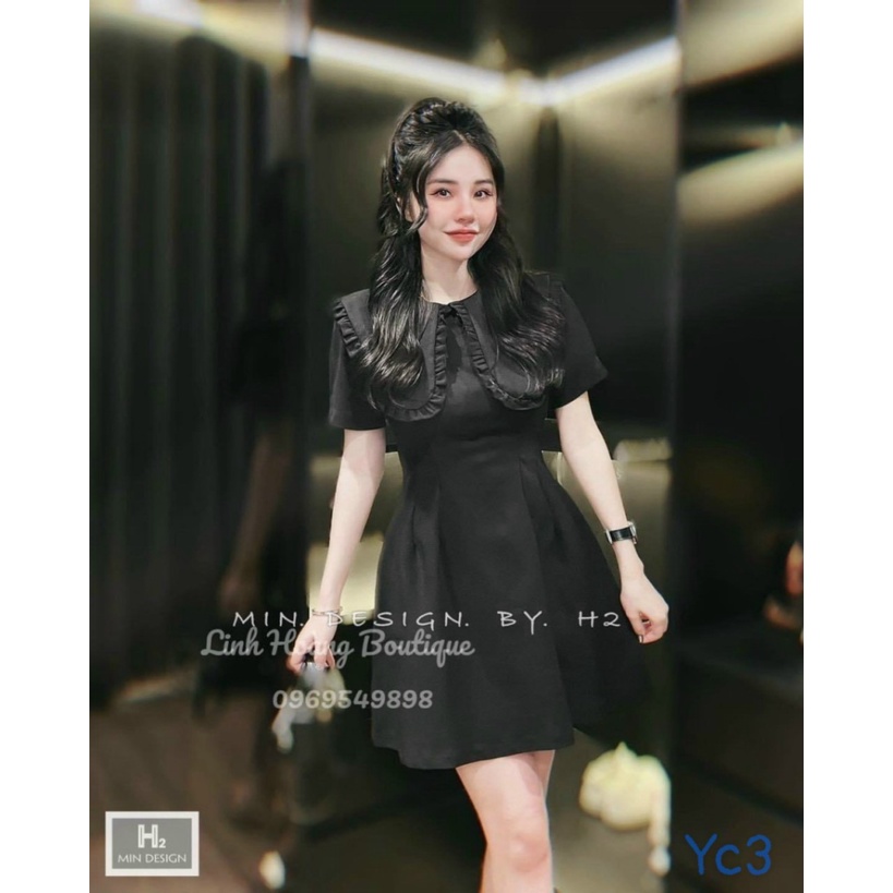 ĐẦM SUÔNG CHỮ A CỔ BÈO TAY CON DỰ TIỆC KẾT HỢP CÔNG SỞ SANG CHẢNH THANH LỊCH PU