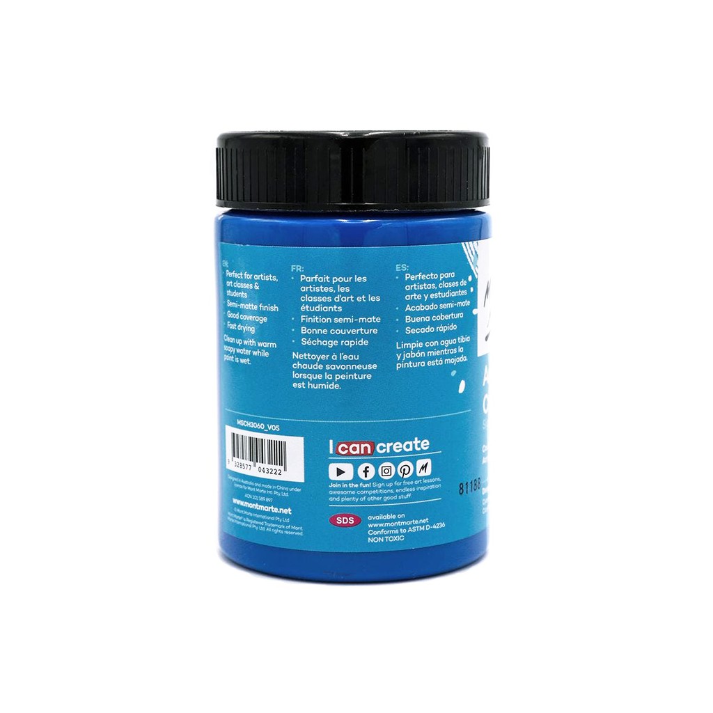 Màu Acrylic Mont Marte 300ml - Deep Cyan - Acrylic Colour Paint Signature 300ml (10.1oz) - MSCH3060