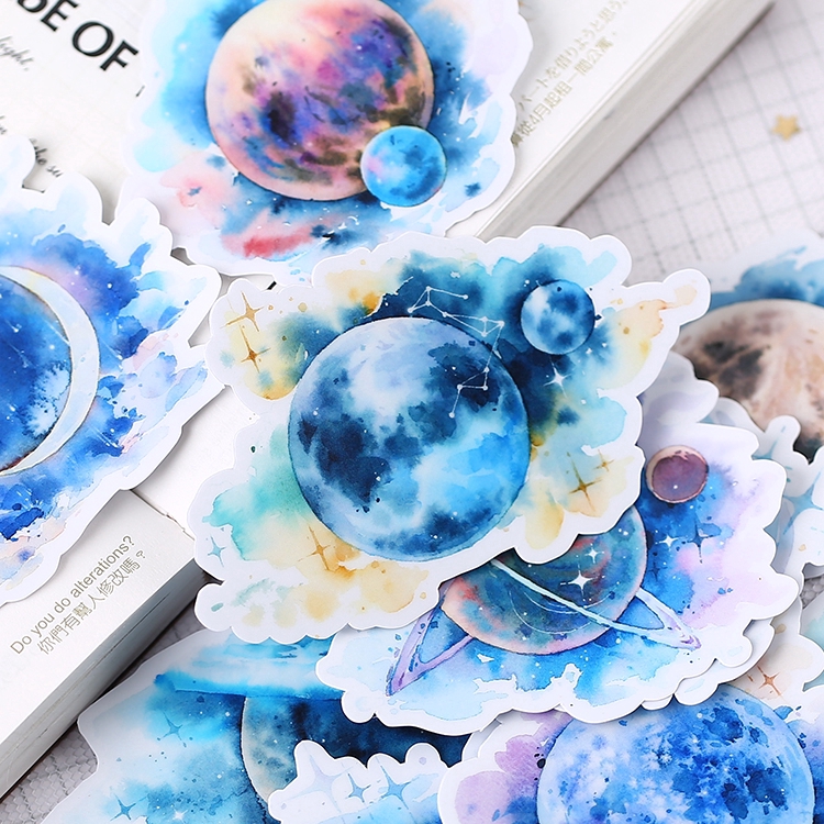 ❀ Blue Planet Diary Giấy và decal dán tường ❀ 15pcs/set Fashion Album Scrapbooks Mixed DIY Decor Stickers ML07449