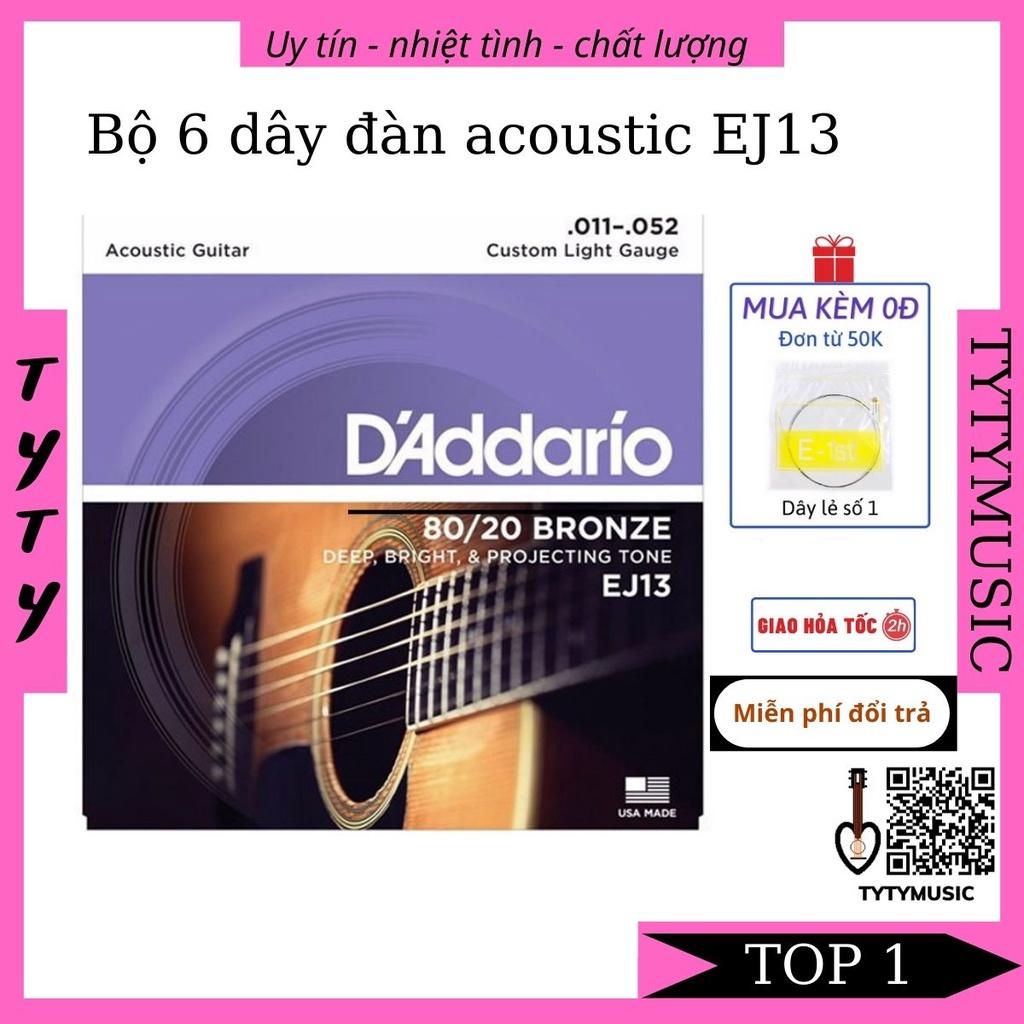 Dây Đàn Guitar Acoustic D Addario EJ13 TYTYmusic