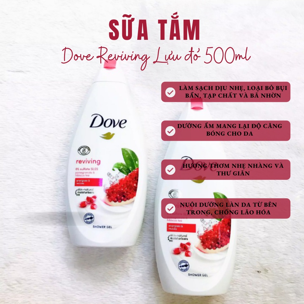 Sữa tắm dove 500ml giúp làm sạch, dưỡng ẩm và nuôi dưỡng làn da từ bên trong thích hợp cho mọi loại da