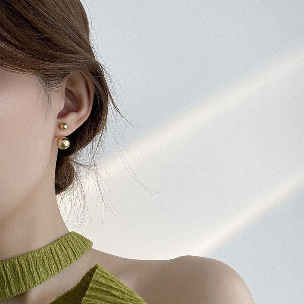 MXGOODS Bông Tai Mạ Bạc Hình Tròn Đơn Giản Phong Cách Hàn Quốc Cho Nữ