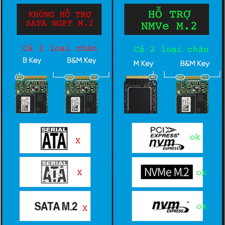 Box ổ cứng SSD NVMe M.2 chuẩn USB 3.2 gen 2 10Gbps tốc độ cao UASP - Blueendless (M.2 NVME 2280 SSD enclosure)