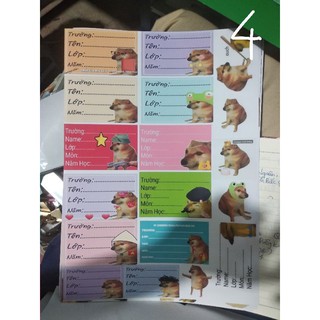 Nhãn vở cheems ( Sốp tặng stmickers hoặc nhãn nhmaaa)