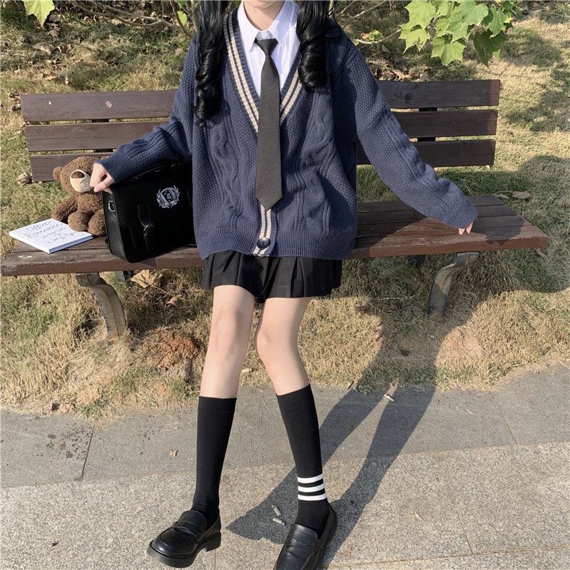 Áo Khoác Nữ, Áo Khoác Len Cardigan Vặn Thừng Viền Kẻ | BigBuy360 - bigbuy360.vn