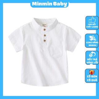 Áo Sơ Mi Cộc Tay 1 Túi Cho Bé Trai, Áo Cộc Tay Bé Trai Chất Đũi Xước Cao Cấp Cho Bé Từ 7-27kg