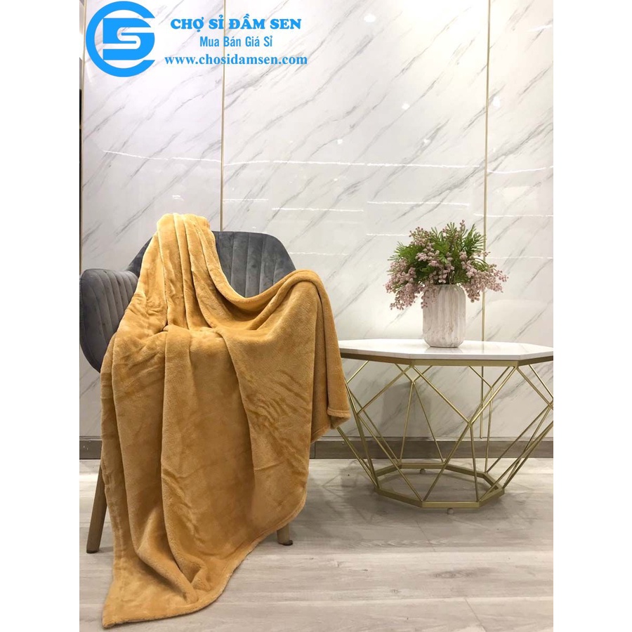 Mền tuyết nhung màu trơn siêu mịn, chăn ngủ trưa văn phòng êm nhẹ, đắp cực ấm G288-Menle