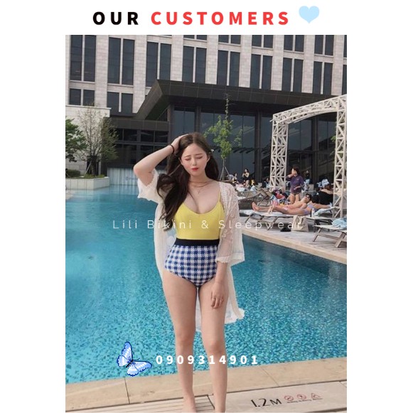 Mẫu mới 2020 Bikini Hàn Quốc 1 mảnh sexy gợi cảm tôn dáng, màu vàng chanh làm sáng da độc lạ cao cấp