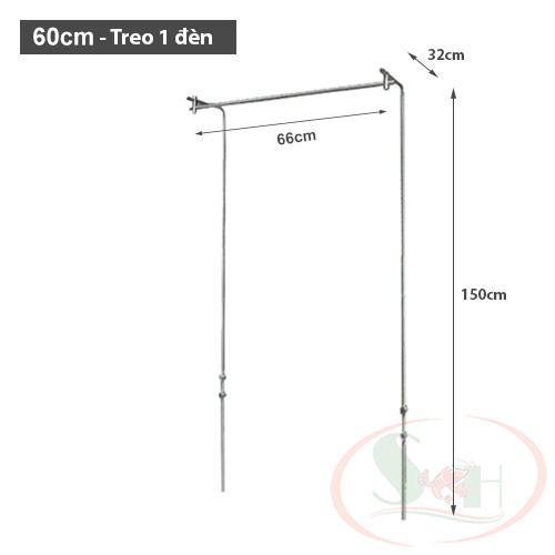 Giá Treo Đèn Đôi Inox MAD 60cm, 90cm, 120cm Bộ Chân Treo Bắt Sau Tủ Hồ