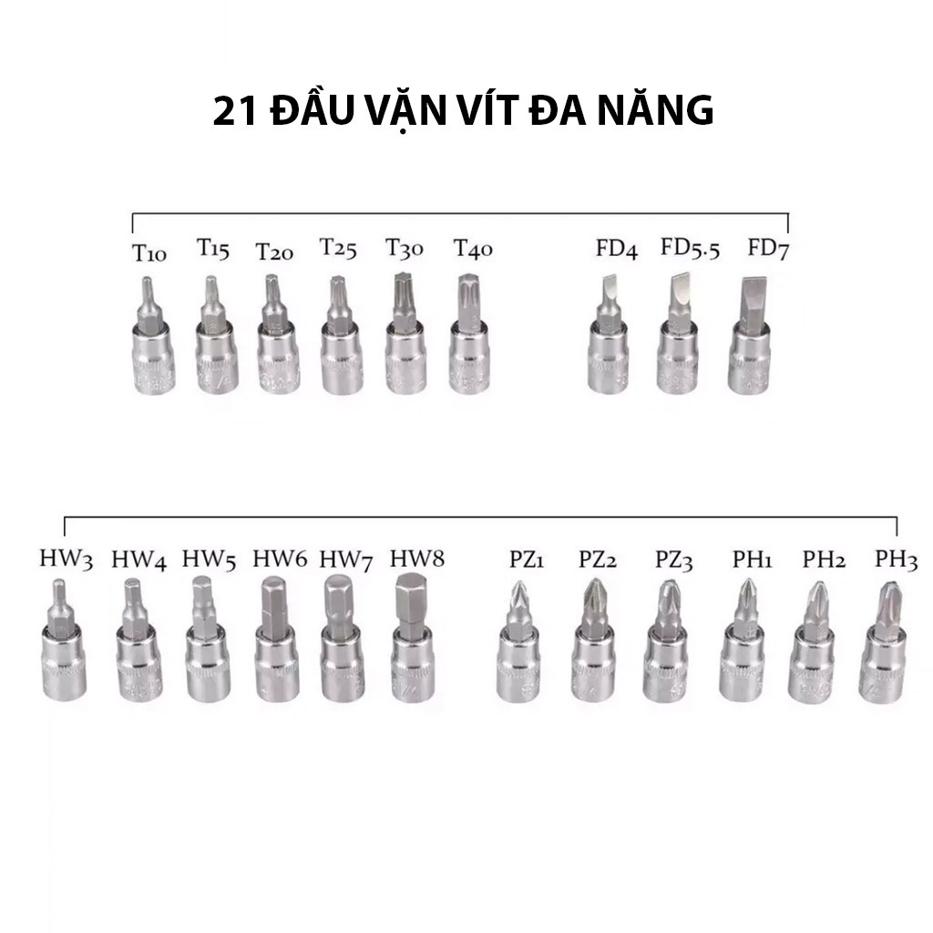 Bộ Dụng Cụ Mở Bu Lông Ốc Vít Đa Năng Sửa Chữa Ô Tô Xe Máy 46 Chi Tiết