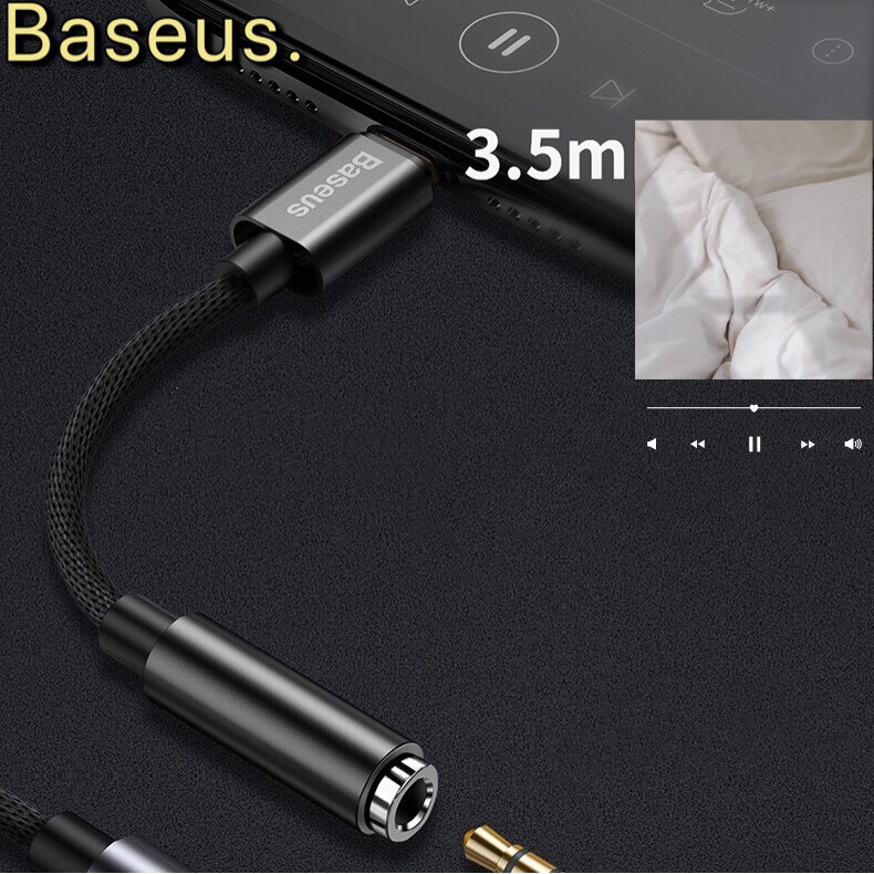 Jack chuyển tai nghe BASEUS từ cổng LIGHTNING sang tai chân 3.5mm có hỗ trợ đàm thoại cho iPhone/iPad - BASEUS L3.5