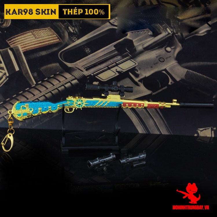 Mô Hình PUBG Kar98 Skin Hải Tặc Tặng Kèm 3 Scope Và Kệ Trưng Bày 19cm