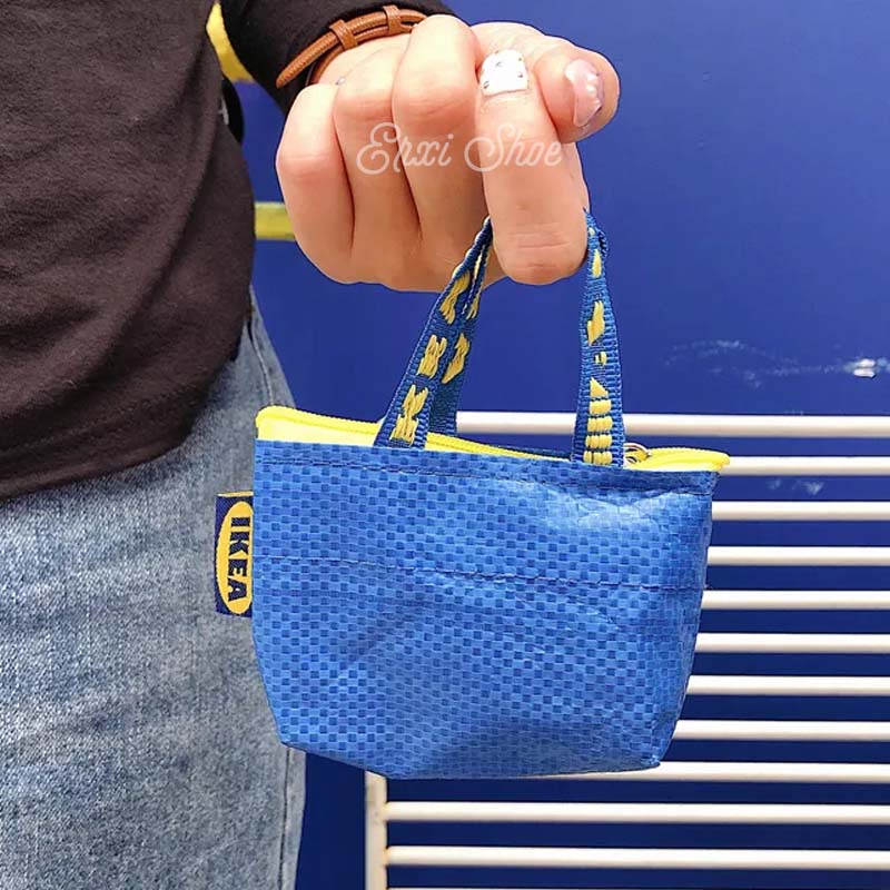 Oeteo Cửa Hàng Mặt Dây Chuyền Túi Dệt Mini Màu Xanh Lam Sáng Tạo