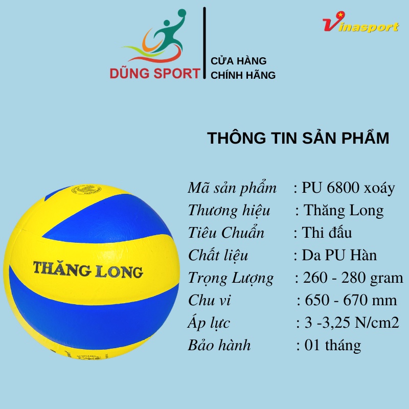 Bóng Chuyền Da Thăng Long VB7700, VB7400, VB7000, PU6800xoáy, PU6800,PU6600xoáy, PU6600, 5020 - da PU thi đấu chính hãng