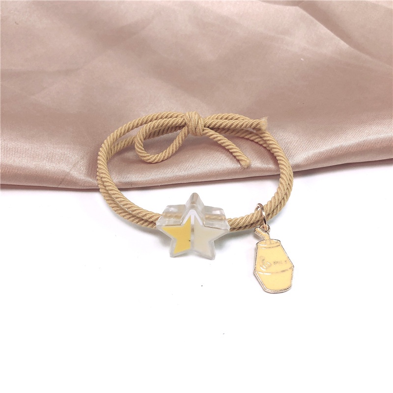 Dây Buộc Tóc Cao Su Co Giãn Đính Hoa Màu Cầu Vồng Xinh Xắn Cho Nữ