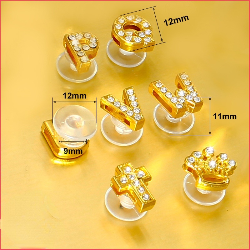 Phụ Kiện Trang Trí Giày Hình Chữ Cái Jibits Đính Đá Pha Lê Thời Trang Cho Nữ