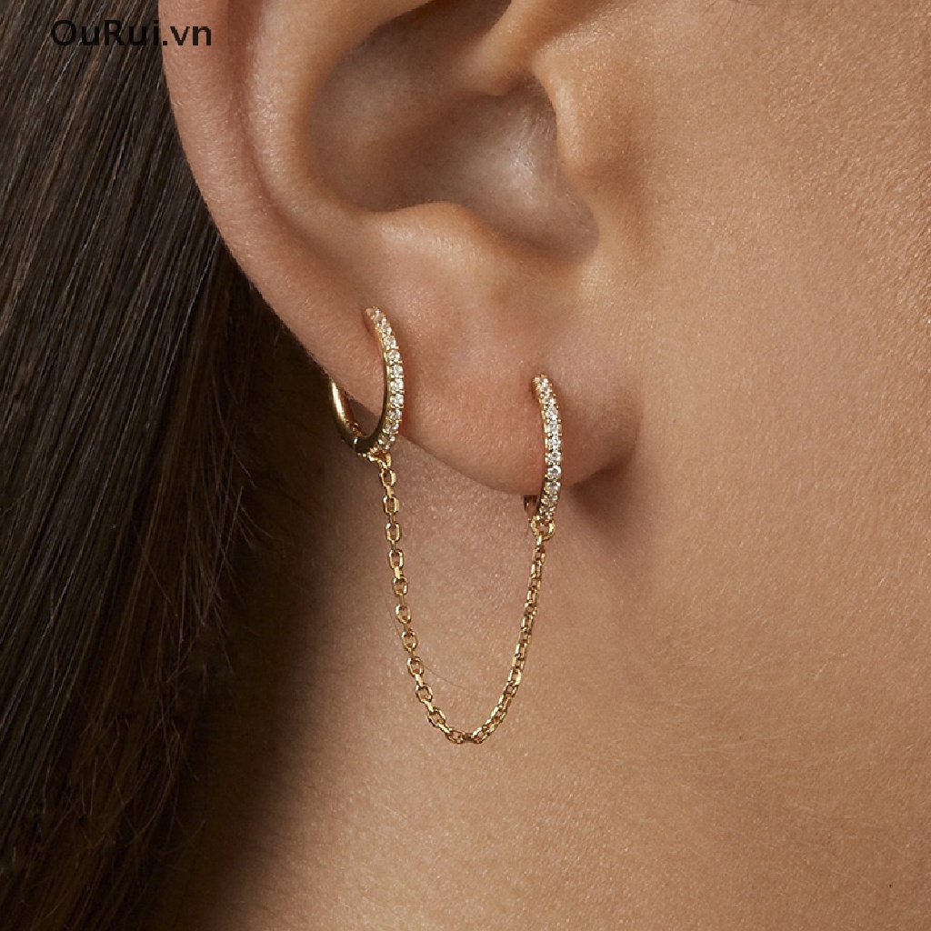 Khuyên Tai Dáng Dài Phối Tua Rua Đính Đá Sang Trọng