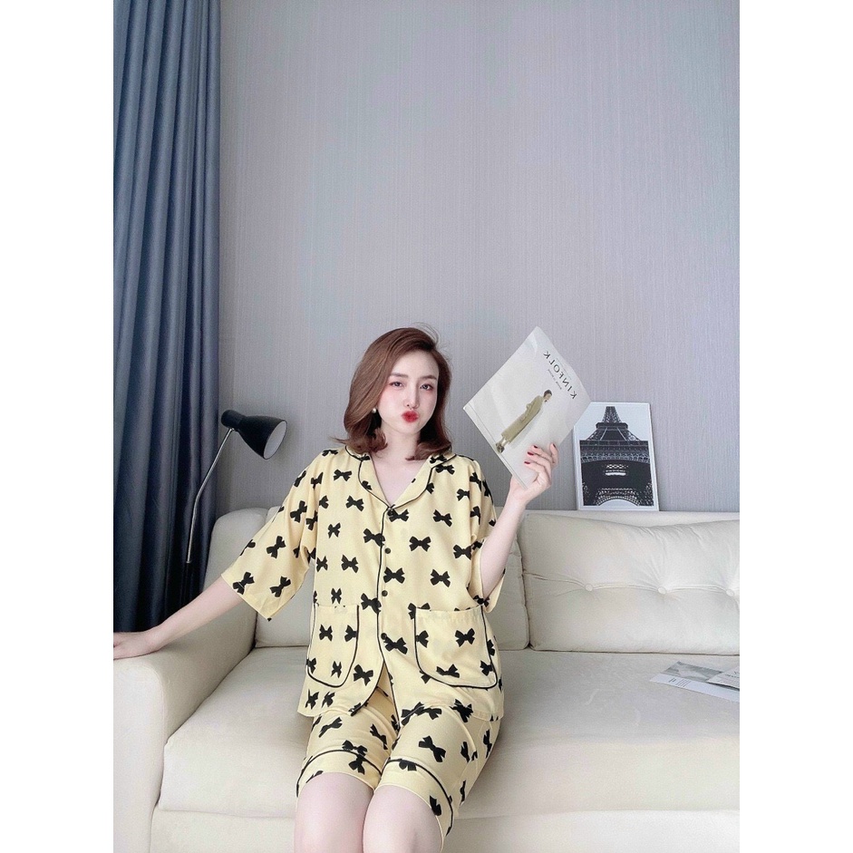[Siêu rẻ] Set đồ ngủ dơi lửng mới - pijama lụa 100D free size, có bản số đo.