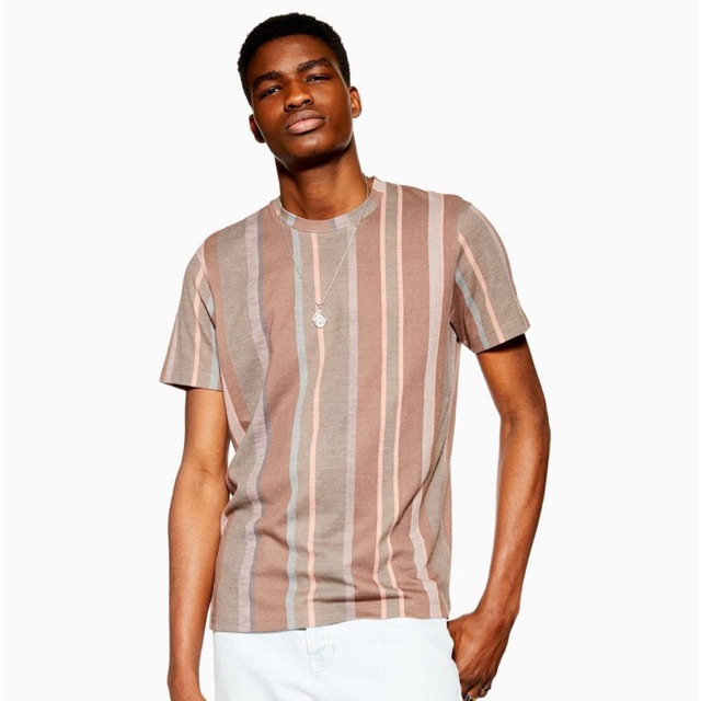 Áo thun nam " TOPMAN Taupe Stripe"