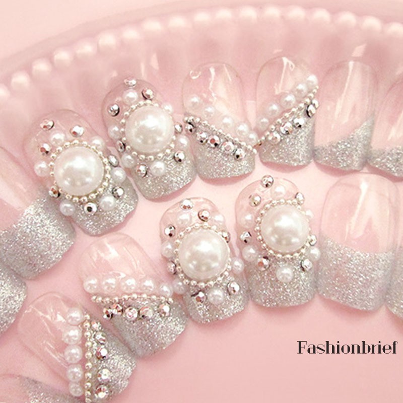 [Hàng mới về] Bộ Hạt Phụ Kiện Trang Trí Móng Tay Cho Cô Dâu
