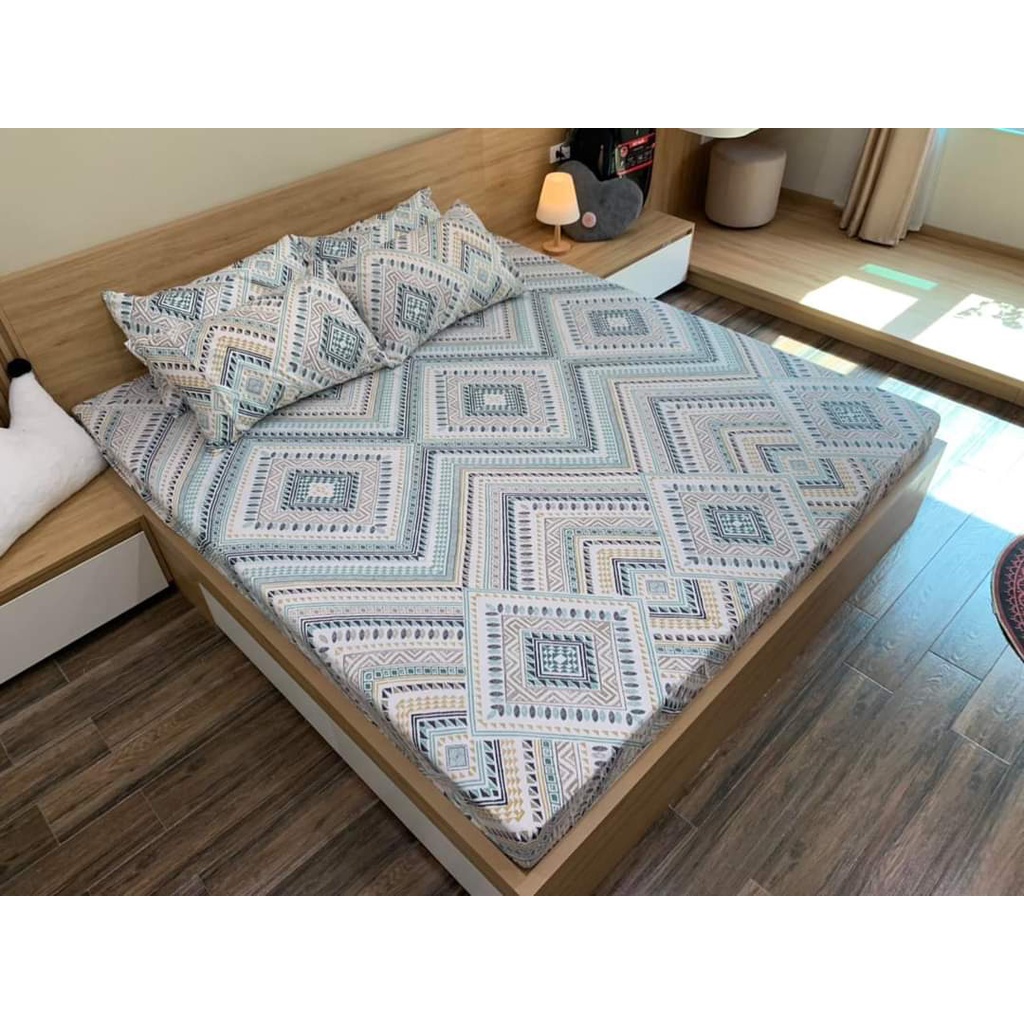(Giá Sốc) 💝 Ga chun bọc đệm mẫu Thổ cẩm trắng, Drap giường cotton cao cấp dày mát đủ size nệm - Nhiều mẫu lựa thoải mái