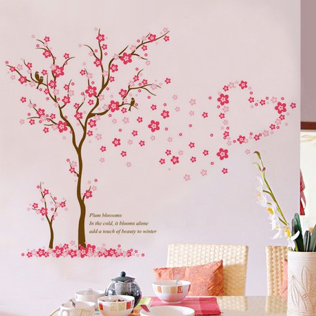 decal dán tường cây hồng