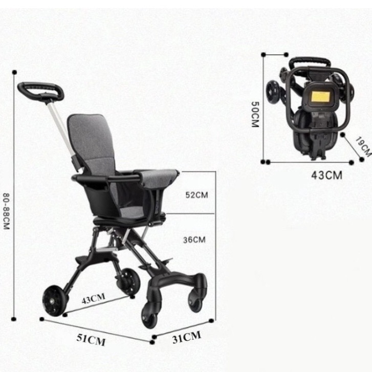 Xe đẩy cho bé Baby, Xe đẩy 2 chiều gấp gọn nhẹ tiện lợi du lịch.Hàng cao cấp có đệm có phanh và sốp bảo vệ