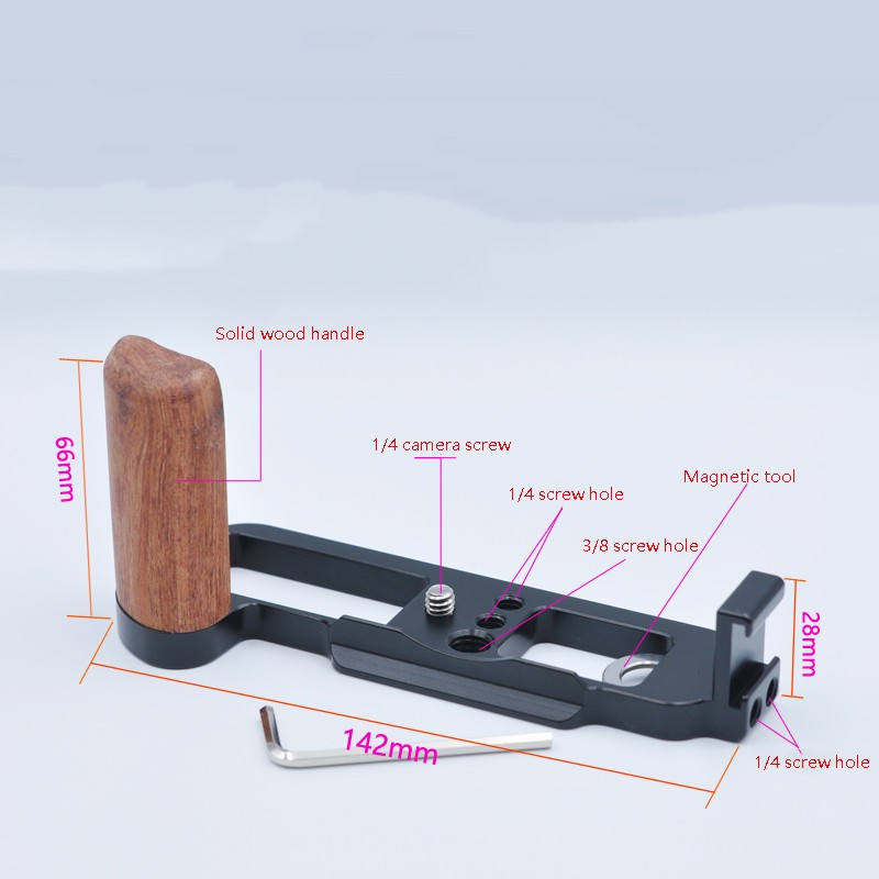 Quick Release Shaped Plate Holder Wooden Handle Protective High Side Panel Hand Grip Camera Bracket for Fuji X-A7 XA7