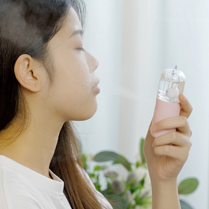 [Hàng mới về] Máy phun sương tạo độ ẩm cầm tay họa tiết động vật hoạt hình sạc cổng USB dễ thương