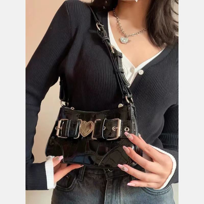 Túi Xách Nữ Da Cá Sấu Màu Đen Phong Cách Retro