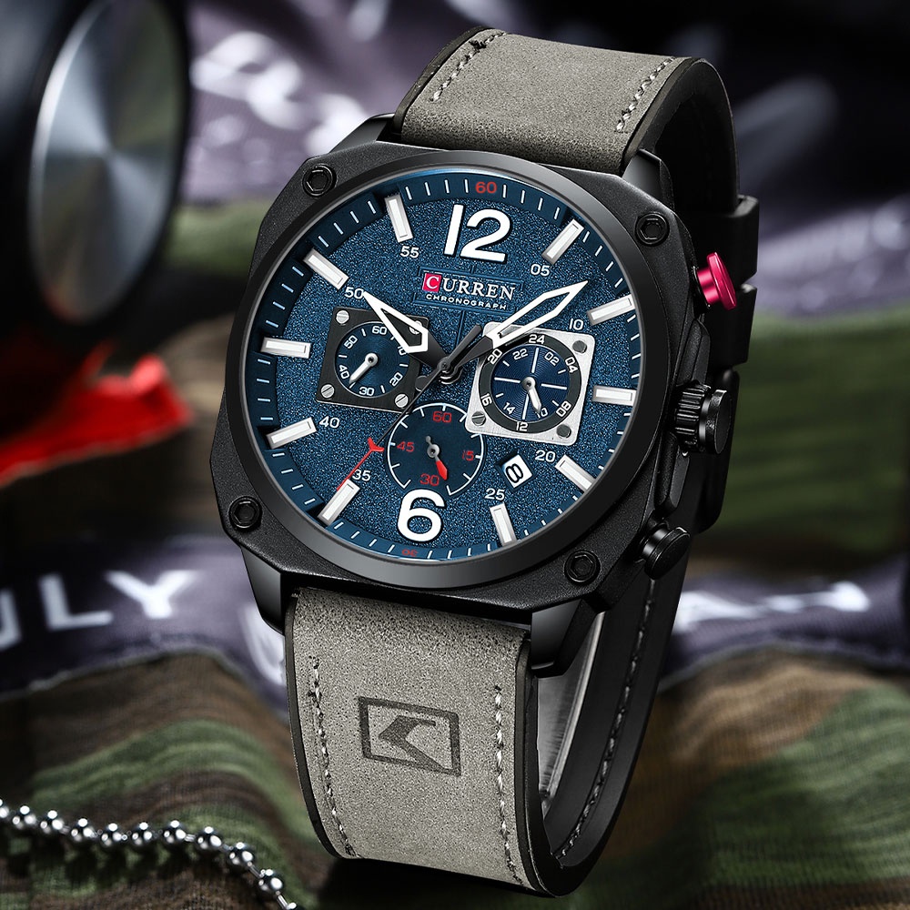 Đồng hồ CURREN 8398B chống nước phát quang màu xanh lá sang trọng thời trang cho nam | BigBuy360 - bigbuy360.vn